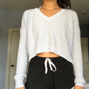 Baby blue cropped brandy sweater💙